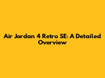 Air Jordan 4 Retro SE: A Detailed Overview